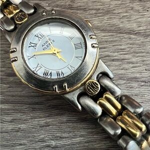 Vintage Anne Klein Silver Gold Tone Round Watch Retro Y2k Women’s Accessories VT